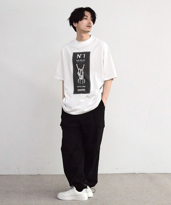 【CHAOTIC】別注メロイックサインプリントオーバーサイズTシャツ 詳細画像 5