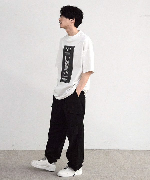 【CHAOTIC】別注メロイックサインプリントオーバーサイズTシャツ 詳細画像 6