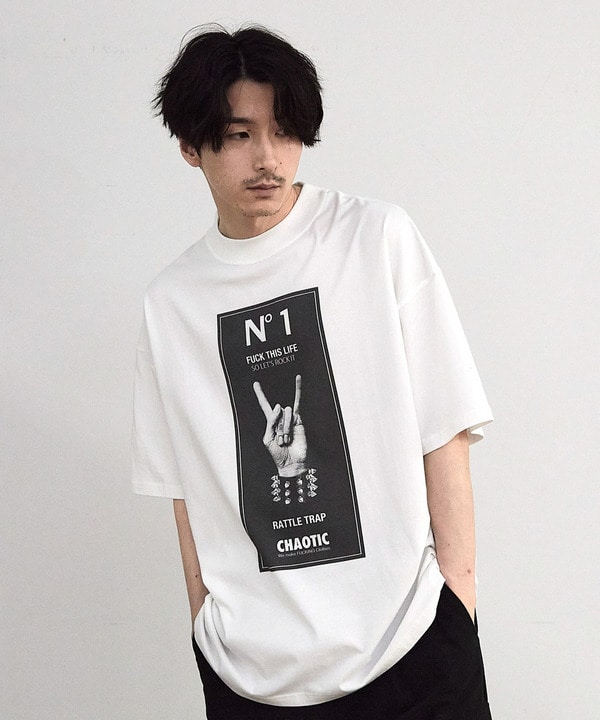 【CHAOTIC】別注メロイックサインプリントオーバーサイズTシャツ 詳細画像 9