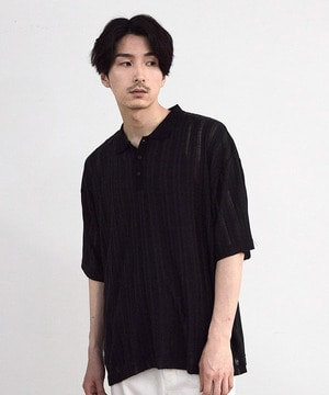 ストライプシアーポロシャツ