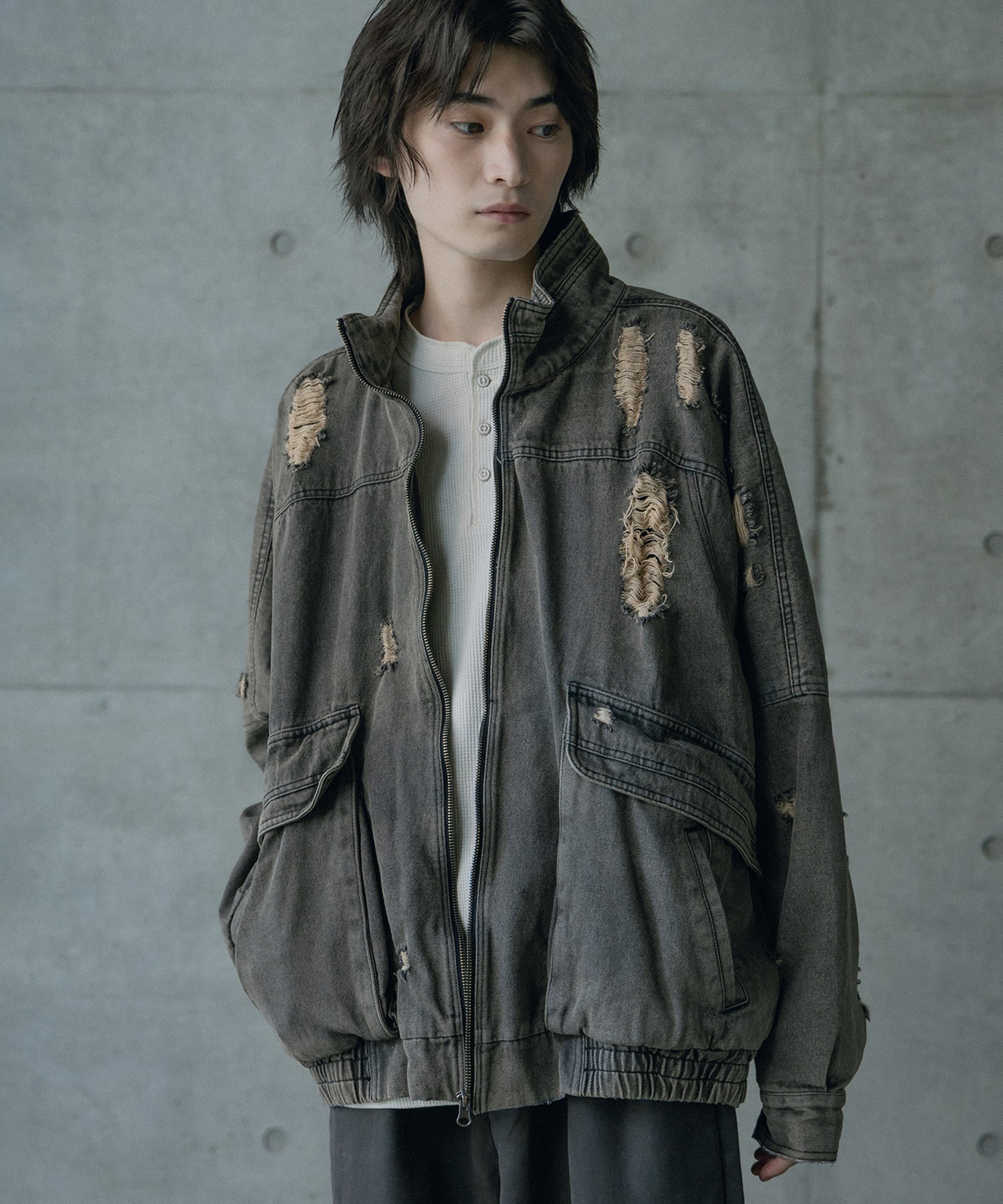 ラミースタンドブルゾン　ブラック FRAMeWORK｜≪追加・洗濯機洗い可能≫ラミースタンドブルゾン