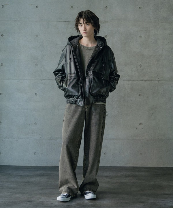 ビンテージシンセティックレザーA-2タイプパーカーブルゾン 詳細画像 10