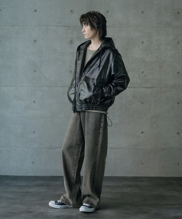 ビンテージシンセティックレザーA-2タイプパーカーブルゾン 詳細画像 11