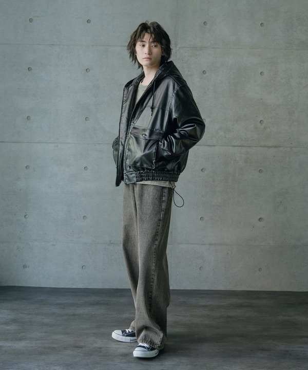 ビンテージシンセティックレザーA-2タイプパーカーブルゾン 詳細画像 12