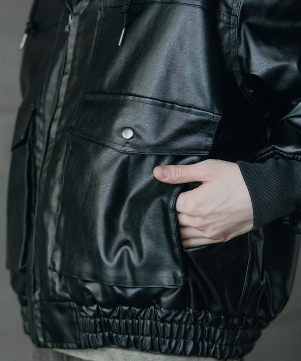 ビンテージシンセティックレザーA-2タイプパーカーブルゾン 詳細画像 16