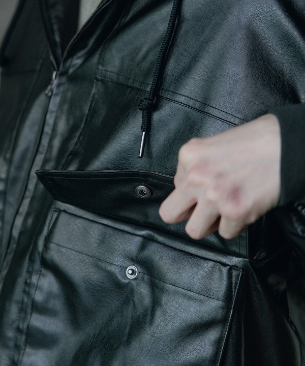 ビンテージシンセティックレザーA-2タイプパーカーブルゾン 詳細画像 17