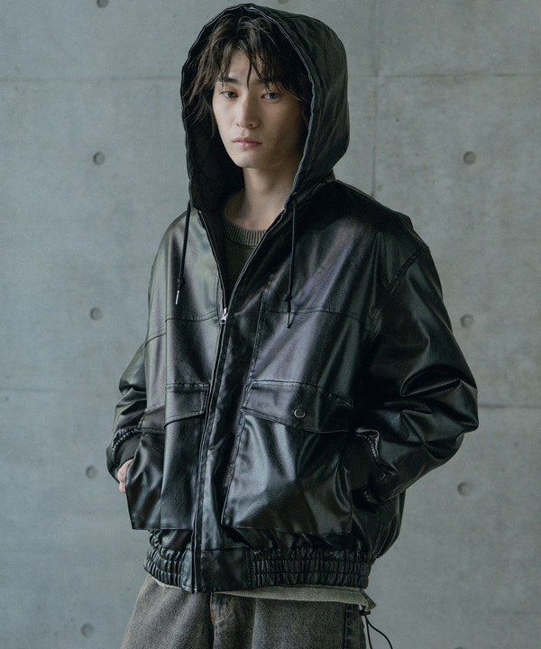 ビンテージシンセティックレザーA-2タイプパーカーブルゾン 詳細画像 18