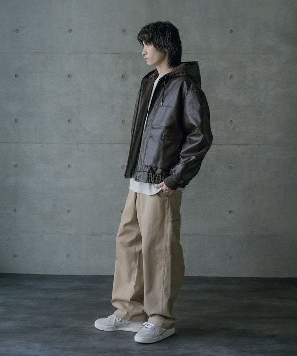 ビンテージシンセティックレザーA-2タイプパーカーブルゾン 詳細画像 2