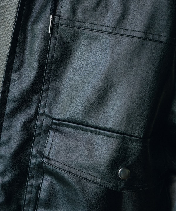 ビンテージシンセティックレザーA-2タイプパーカーブルゾン 詳細画像 20