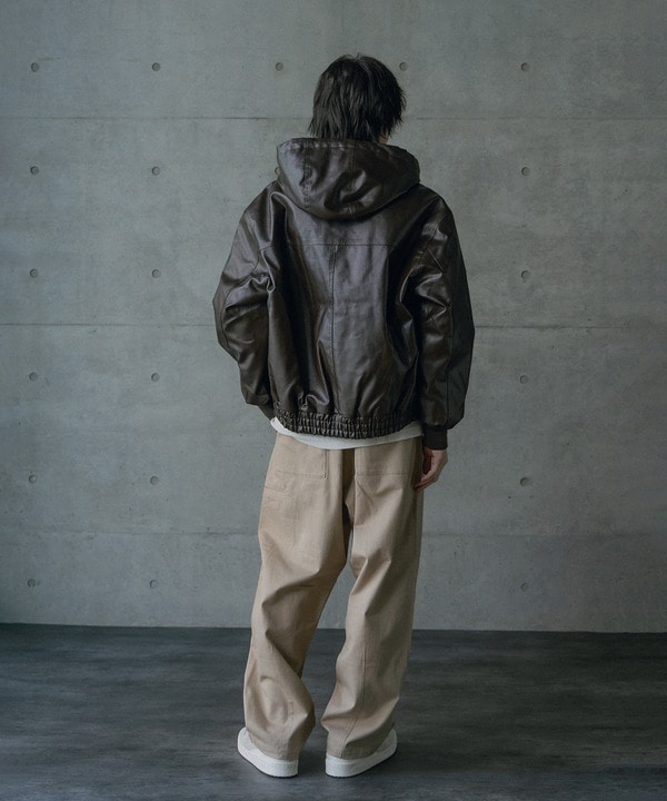 ビンテージシンセティックレザーA-2タイプパーカーブルゾン 詳細画像 3