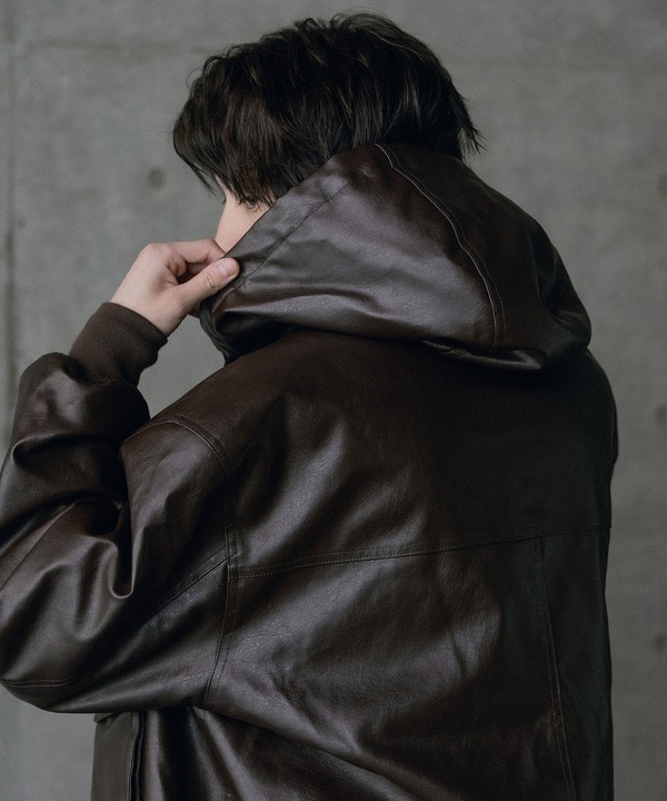 ビンテージシンセティックレザーA-2タイプパーカーブルゾン 詳細画像 7