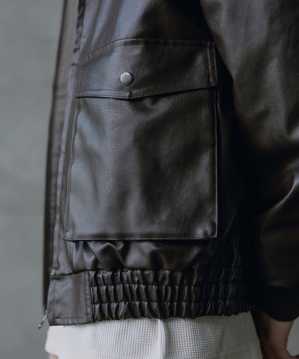 ビンテージシンセティックレザーA-2タイプパーカーブルゾン 詳細画像 8