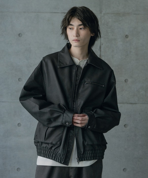 ビンテージシンセティックレザーファーカラー脱着フライトブルゾン 詳細画像 20