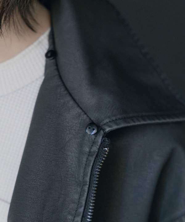 ビンテージシンセティックレザーファーカラー脱着フライトブルゾン 詳細画像 23