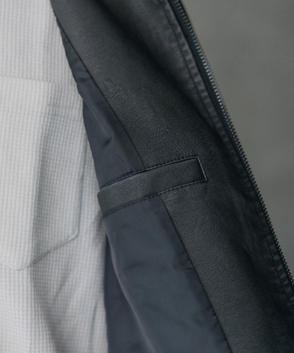 ビンテージシンセティックレザーファーカラー脱着フライトブルゾン 詳細画像 24