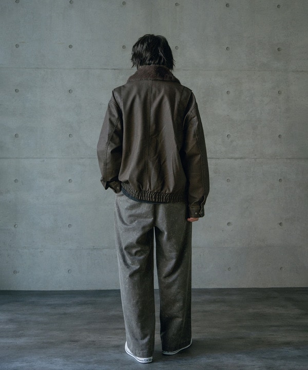 ビンテージシンセティックレザーファーカラー脱着フライトブルゾン 詳細画像 4