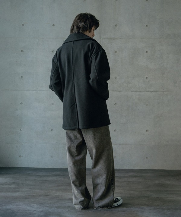 フェイクメルトンオーバーサイズビッグカラーピーコート 詳細画像 15