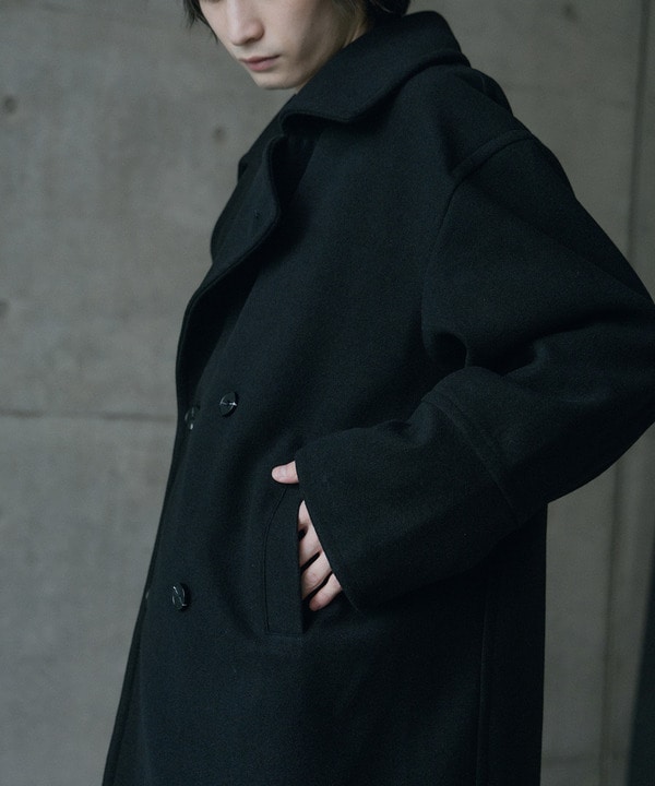 フェイクメルトンオーバーサイズビッグカラーピーコート 詳細画像 19