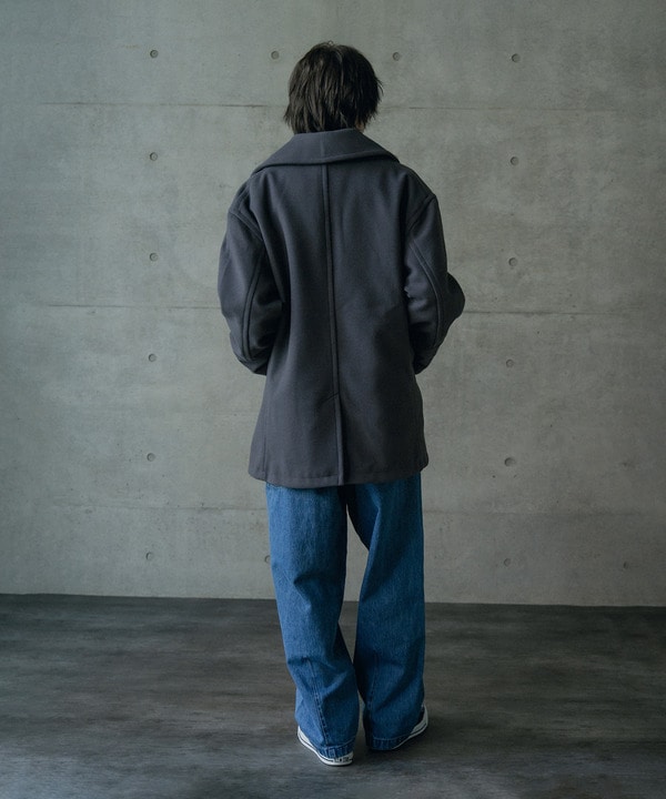 フェイクメルトンオーバーサイズビッグカラーピーコート 詳細画像 3