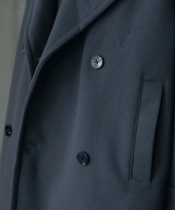 フェイクメルトンオーバーサイズビッグカラーピーコート 詳細画像 8