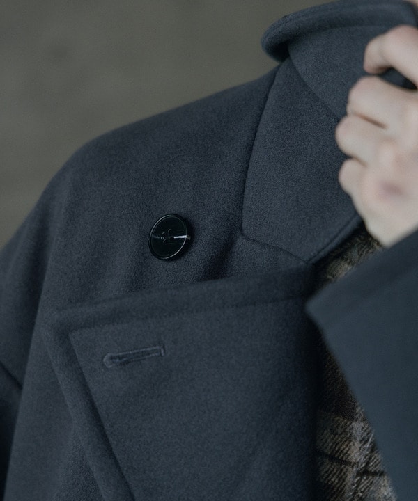 フェイクメルトンオーバーサイズビッグカラーピーコート 詳細画像 9