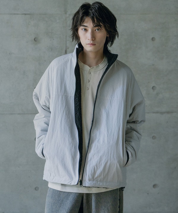 ナイロンアンドフリースリバーシブルスタンドブルゾン 詳細画像 グレー 1