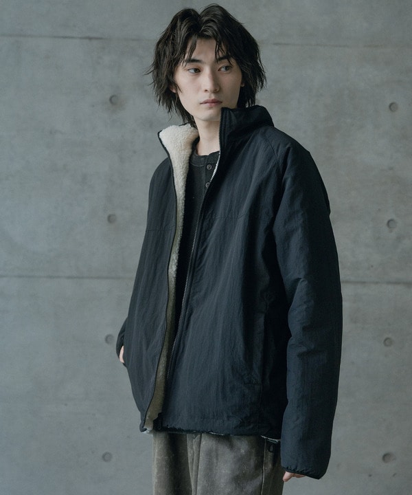 ナイロンアンドフリースリバーシブルスタンドブルゾン 詳細画像 ブラック 1