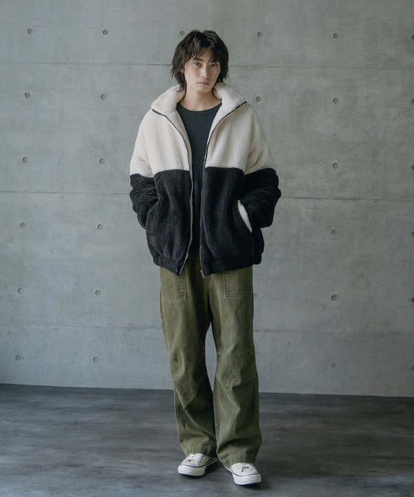 Wシャギーフリーススタンドブルゾン 詳細画像 1