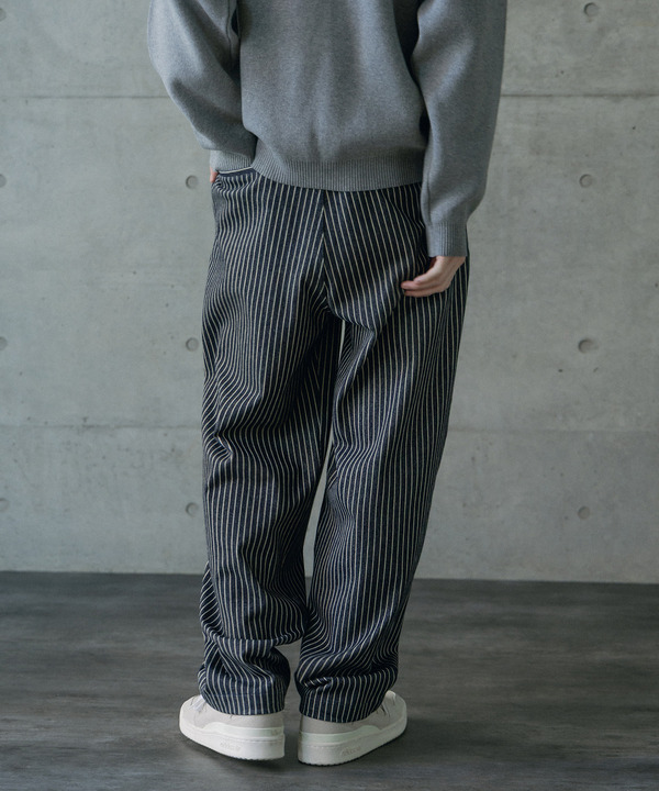 ストレッチヒッコリーワンタックワイドテーパードパンツ 詳細画像 13