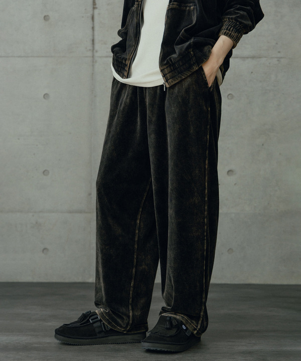 コットンベロアパウダー加工トラックパンツ 詳細画像 ブラック 1