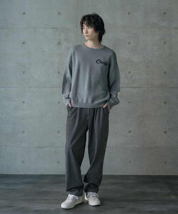 Wジャガードオーバーサイズロゴプルオーバーニット 詳細画像 1