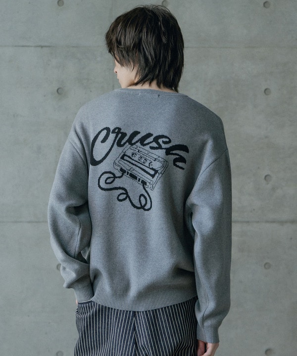 Wジャガードオーバーサイズロゴプルオーバーニット 詳細画像 4