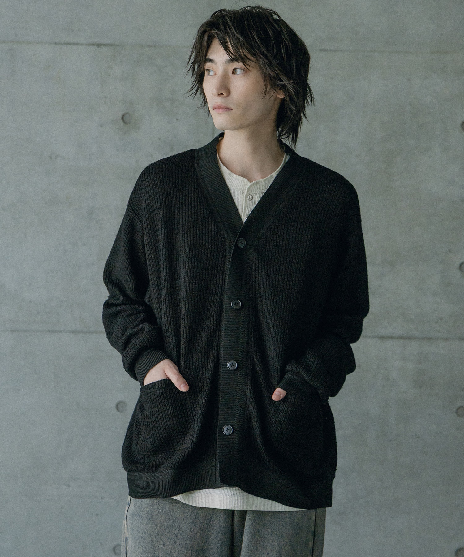 シアーライクニットカットカーディガン｜メンズファッション通販