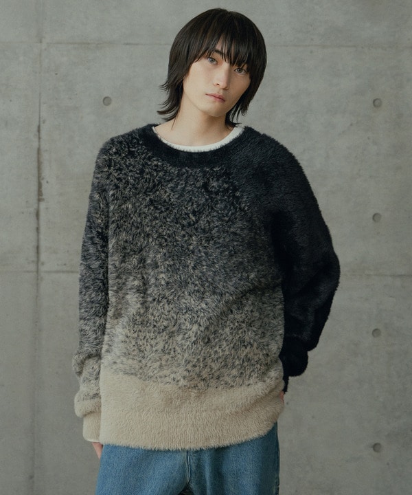 モヘア風Wジャガードグラデーションニット 詳細画像 13