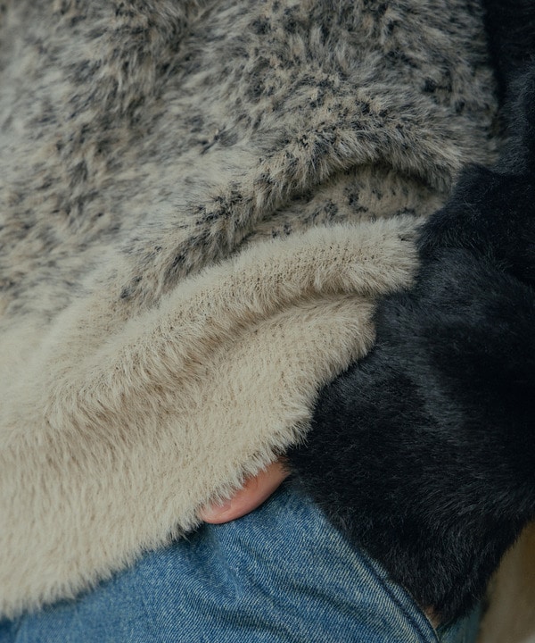 モヘア風Wジャガードグラデーションニット 詳細画像 16