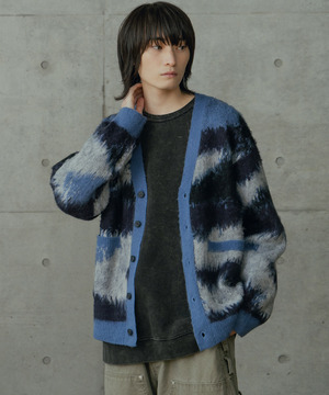 カモフラ風Wジャガードカーディガン