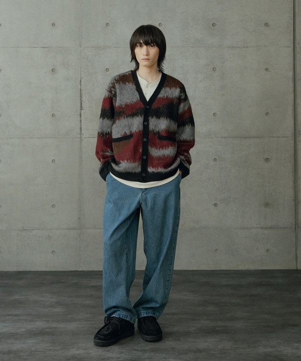 カモフラ風Wジャガードカーディガン 詳細画像 1