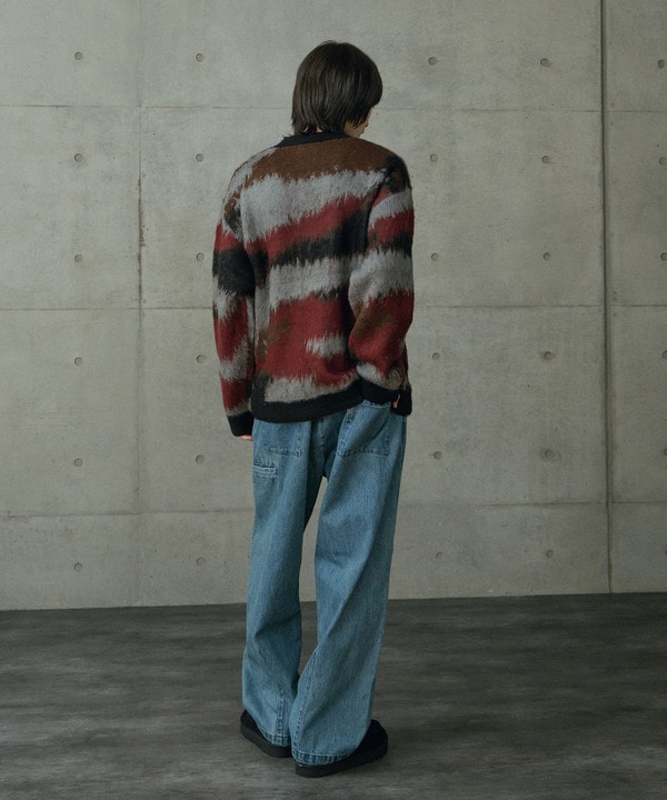 カモフラ風Wジャガードカーディガン 詳細画像 3