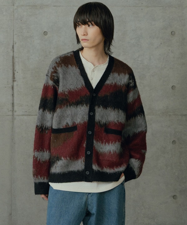 カモフラ風Wジャガードカーディガン 詳細画像 4