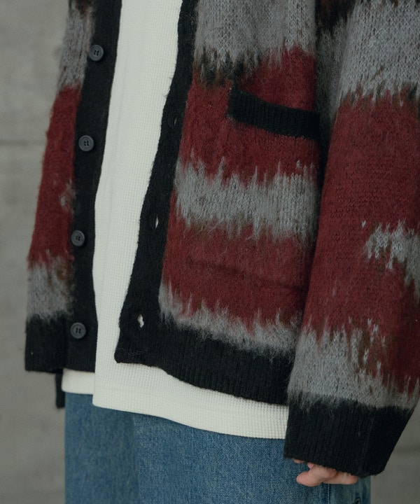カモフラ風Wジャガードカーディガン 詳細画像 7