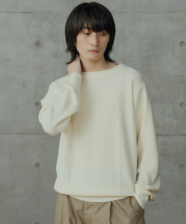 12Gウール混ハイゲージクルーネック 詳細画像 ホワイト 1