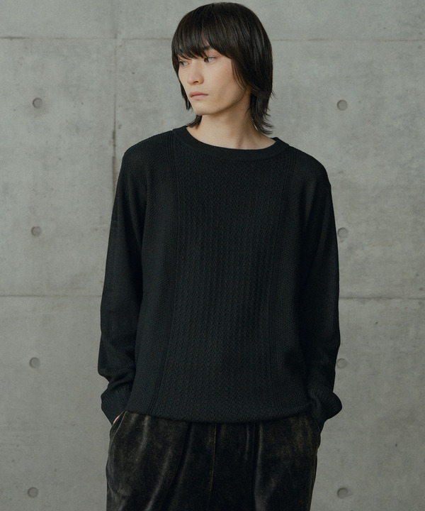 12Gウール混ハイゲージクルーネック 詳細画像 ブラック 1