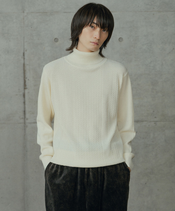 12Gウール混ハイゲージタートルネック 詳細画像 ホワイト 1