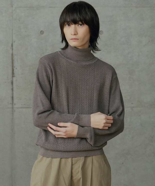 12Gウール混ハイゲージタートルネック 詳細画像 ベージュ 1