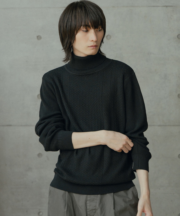 12Gウール混ハイゲージタートルネック 詳細画像 ブラック 1