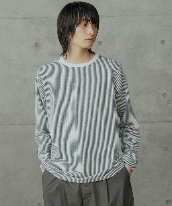 ニットライクストライプカットロンT 詳細画像 4