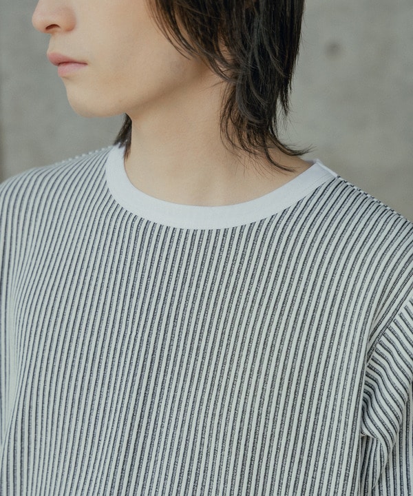 ニットライクストライプカットロンT 詳細画像 6