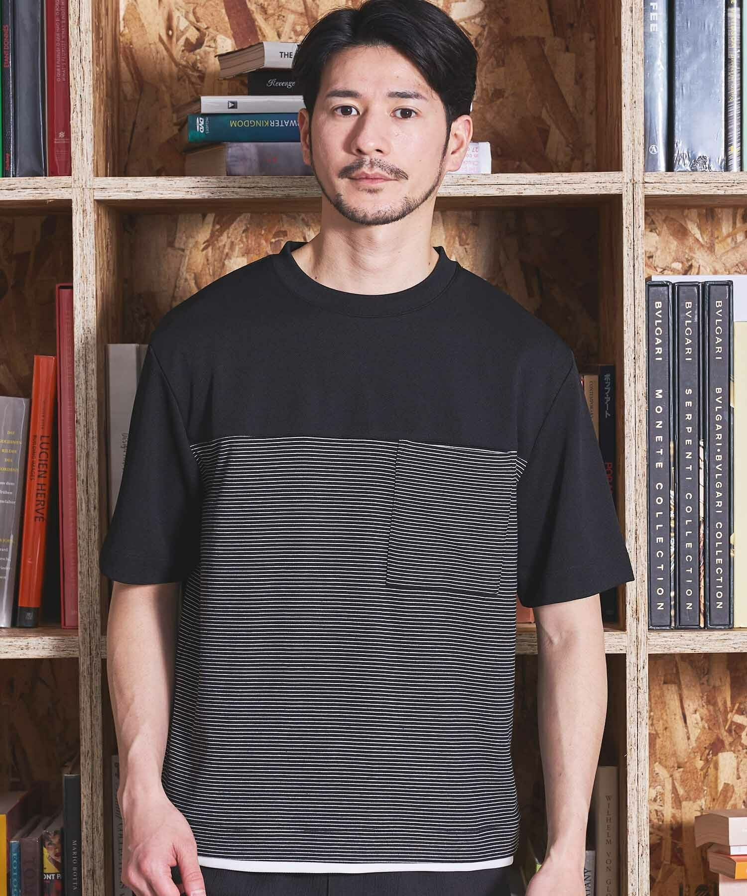 ボーダー天竺×ストレッチカルゼTシャツ｜メンズファッション通販 MEN'S BIGI ONLINE STORE (メンズビギ  オンラインストア)