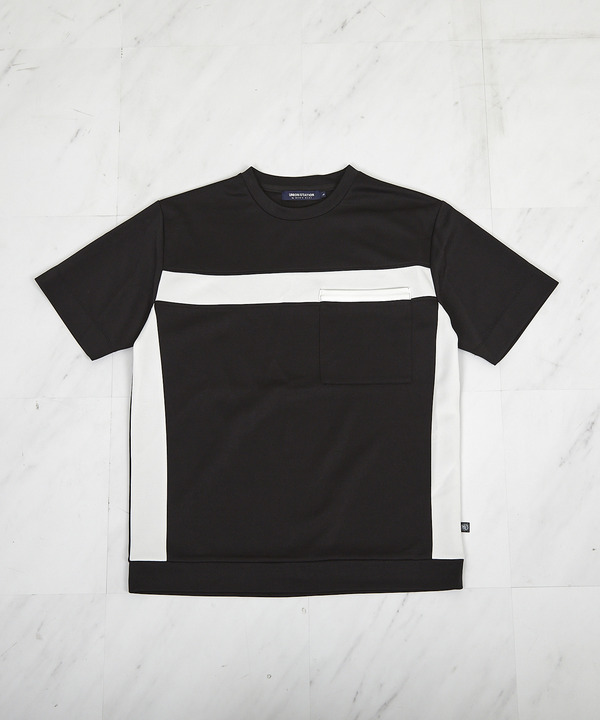 【接触冷感】キシリトールパネル切り替えポンチTシャツ 詳細画像 ブラック 1