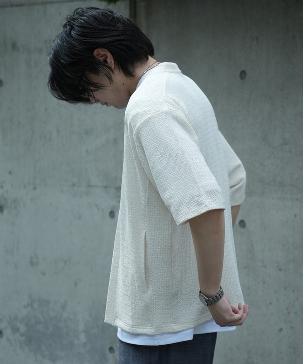 *WEB限定 シアー ジャガード 5分袖 ボタンレスカーディガン 詳細画像 9